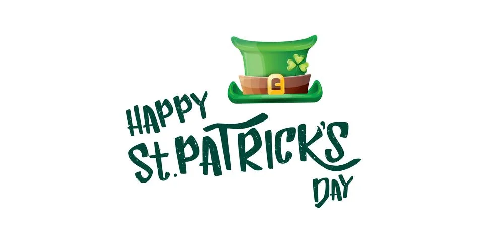 Vector saint patricks day horizontal banner with greeting text and green funky Illustrazione stock