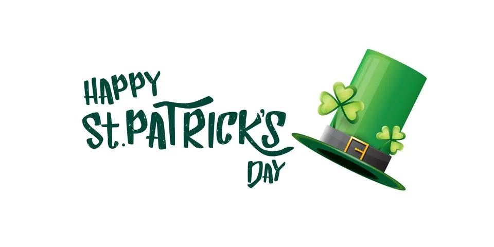 Vector saint patricks day horizontal banner with greeting text and green funky 스톡 일러스트