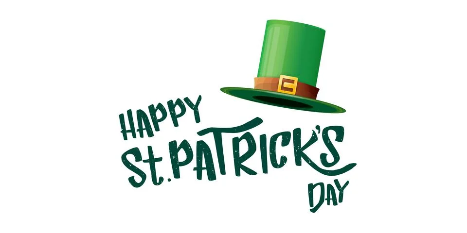 Vector saint patricks day horizontal banner with greeting text and green funky 库存插图