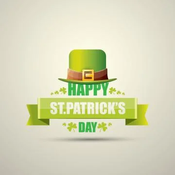 Vector saint patricks day label with green hat 库存插图