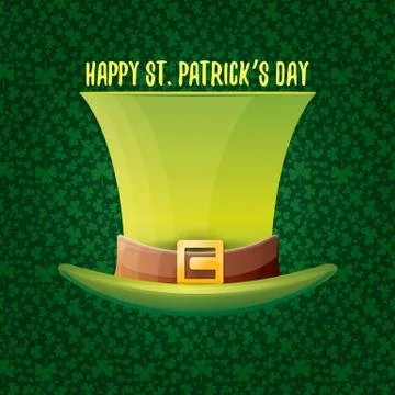 Vector saint patricks day label with glossy hat and ribbon with text isolated on Stock Illustration