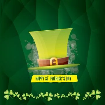 Vector saint patricks day label with glossy hat and ribbon with text isolated on Illustrazione stock