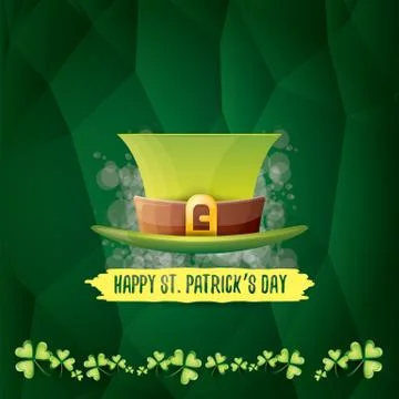 Vector saint patricks day label with glossy hat and ribbon with text isolated on イラスト素材