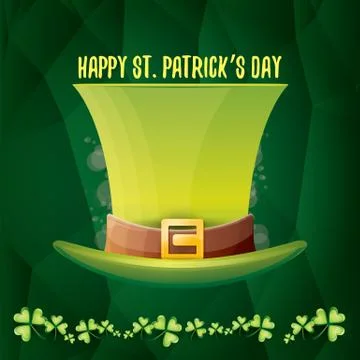 Vector saint patricks day label with glossy hat and ribbon with text isolated on Illustrazione stock