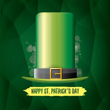 Vector saint patricks day label with glossy hat and ribbon with text isolated on Stock-Illustration