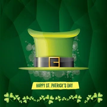 Vector saint patricks day label with glossy hat and ribbon with text isolated on Stockillustratie