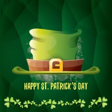 Vector saint patricks day label with glossy hat and ribbon with text isolated on Stock Illustration