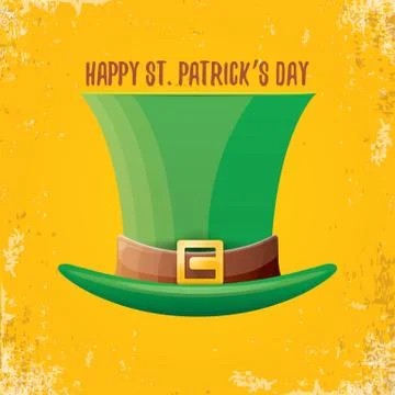 Vector saint patricks day label with green hat and ribbon with text isolated on Stock Illustration