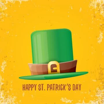 Vector saint patricks day label with green hat and ribbon with text isolated on Stock Illustration