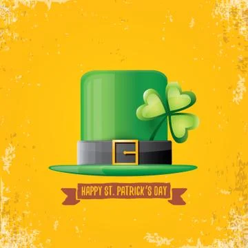 Vector saint patricks day label with green hat and ribbon with text isolated on イラスト素材