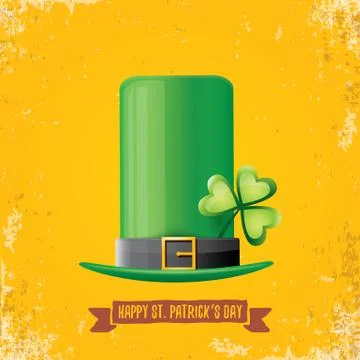 Vector saint patricks day label with green hat and ribbon with text isolated on 스톡 일러스트