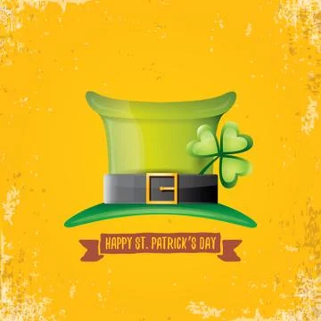 Vector saint patricks day label with green hat and ribbon with text isolated on 库存插图