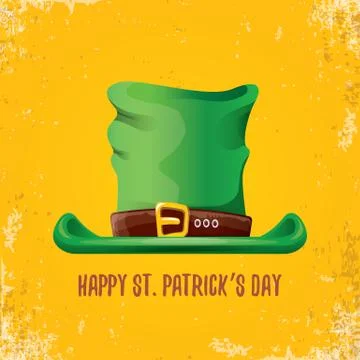 Vector saint patricks day label with green hat and ribbon with text isolated on Stock Illustration