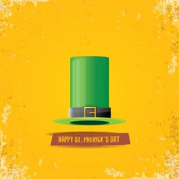 Vector saint patricks day label with green hat and ribbon with text isolated on Stock-Illustration