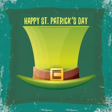 Vector saint patricks day label with green hat and ribbon with text isolated on Stock Illustration