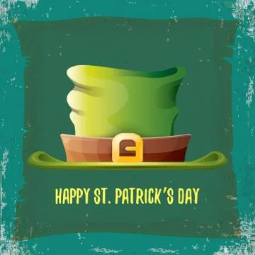 Vector saint patricks day label with green hat and ribbon with text isolated on Stockillustratie