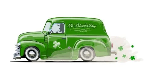 Vector Saint Patrick's retro cartoon van Stock Illustration
