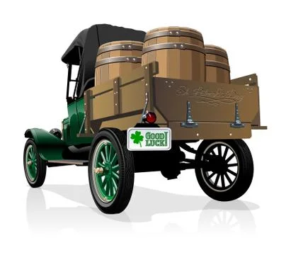 Vector Saint Patrick's vintage beer truck Stock Illustration
