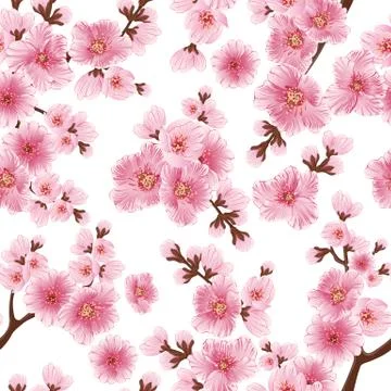 Vector sakura flower seamless pattern element. Elegant cherry blossom texture 스톡 일러스트