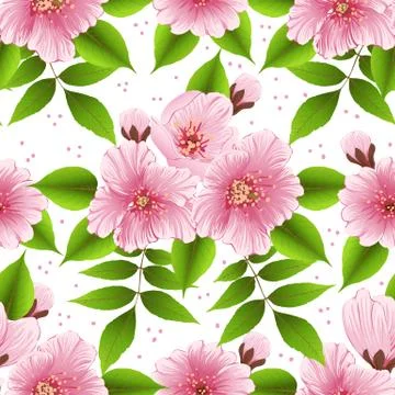 Vector sakura flower seamless pattern element. Elegant cherry blossom texture 스톡 일러스트