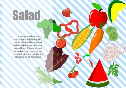 Vector : Salad vegetables and space for text Stock Illustration