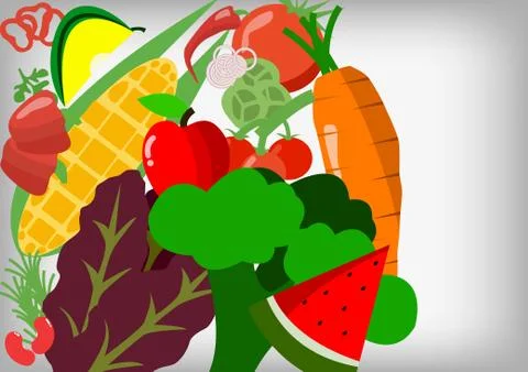 Vector : Salad vegetables and space for text Stock Illustration