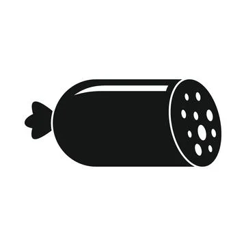 Vector salami sausage black simple icon isolated Stock Illustration