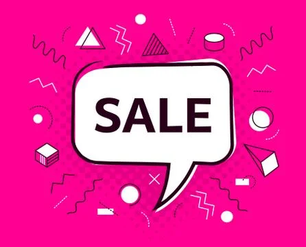 Vector sale speech bubble memphis style poster Stockillustratie