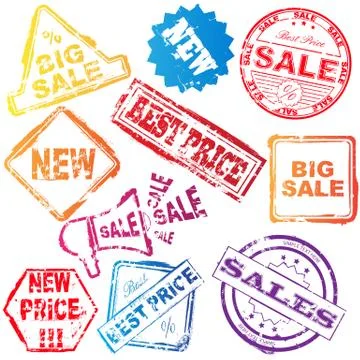 Vector sale stamp set Stock Illustration