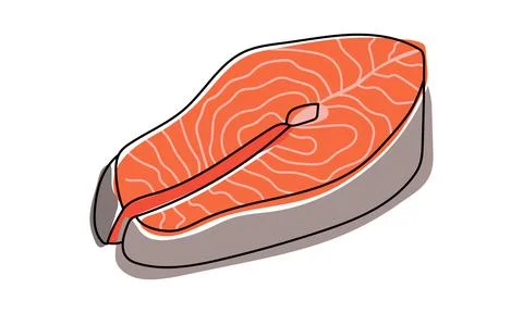 Vector salmon fillet slice isolated on transparent background. Stock Illustration