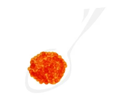 Vector salmon red caviar in a white spoon Stock Illustration