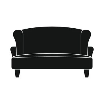 Vector salon sofa black simple icon isolated Illustrazione stock