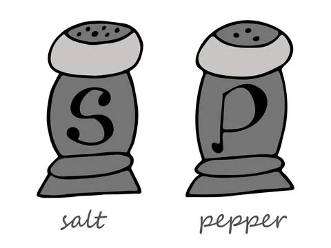 Vector salt and pepper. Cute vintage doodle on white background Stock Illustration