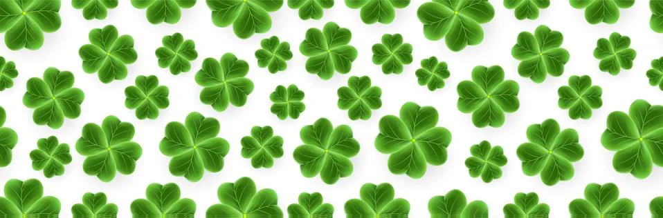 Vector San Patrick s Day pattern of 3D Clover leaves. Green Shamrock grass Stock Illustration