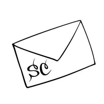 Vector Santa Claus letter envelope in doodle style. Christmas or New Year con Stock Illustration