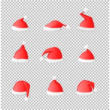 Vector Santa Claus red hat set icon isolated Stock Illustration