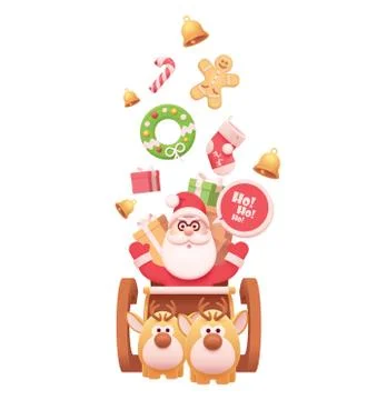 Vector Santa Claus with reindeers Illustrazione stock