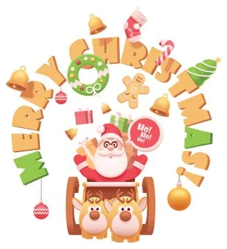 Vector Santa Claus with reindeers Stock Illustration