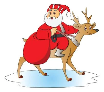Vector of Santa Claus riding a deer. 库存插图