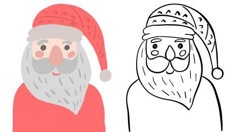 Vector Santa isolated on white. Doodle illustration Stock Illustration
