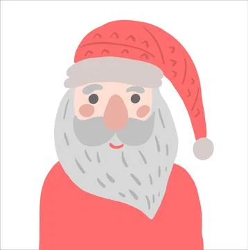 Vector Santa isolated on white. Doodle illustration Stock Illustration