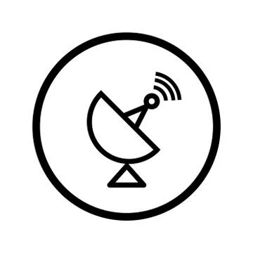 Vector of Satellite icon in Circle line - vector iconic design Stock Illustration