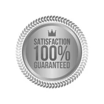 Vector Satisfaction Guaranteed Silver Sign, Round Label 库存插图