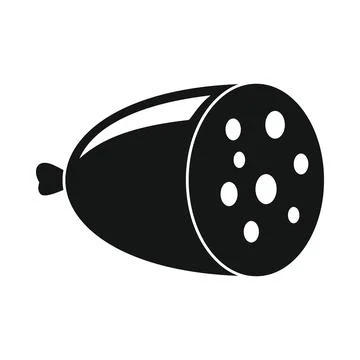 Vector sausage black simple icon isolated on white Stock Illustration