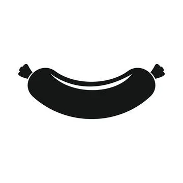 Vector sausage black simple icon isolated on white Stock Illustration