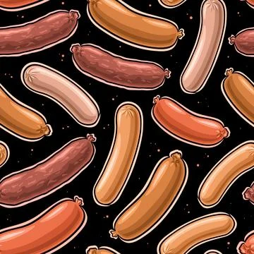 Vector Sausage Seamless Pattern Stock Illustration
