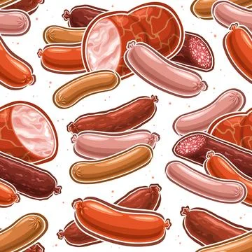 Vector Sausage Seamless Pattern Stock Illustration
