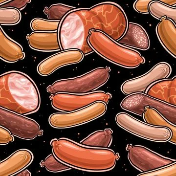 Vector Sausage Seamless Pattern Stock Illustration