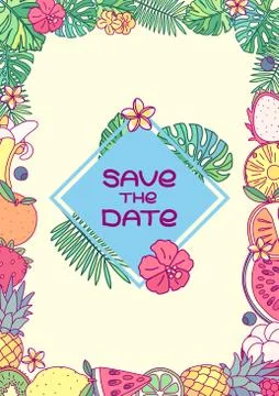 Vector save the date card template Stock Illustration