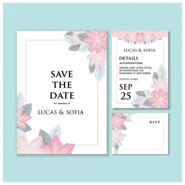 Vector Save The Date Invitation weeding floral flower Stock Illustration